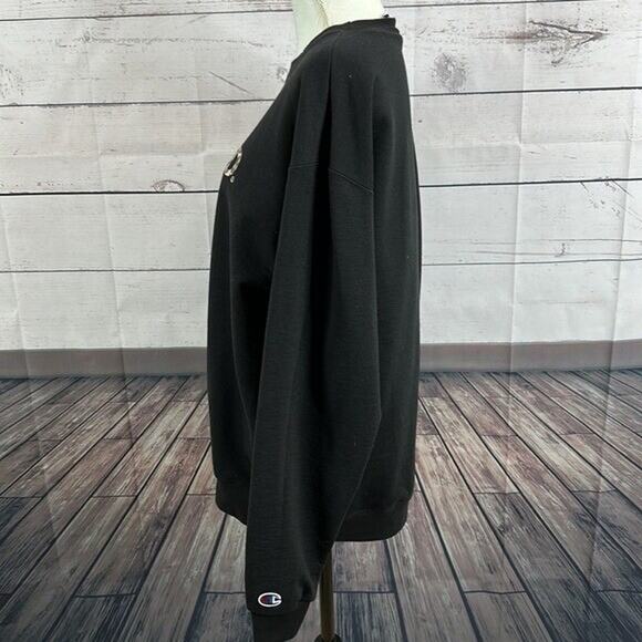 Champion Sweatshirt Womens Large Black Crew Neck Pull Over Motivated Boxy - Picture 3 of 11